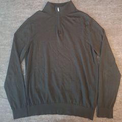 Reiss Men's XL 1/4 Zip Sweater Jumper Charcoal Grey 100% Extra Fine Merino Wool
