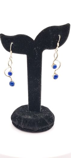 925 Vintage Sterling Silver And Lapis Lazuli Earrings