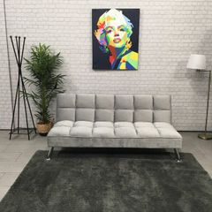 Light grey Folding 3-Seater Sofa Bed.