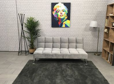 Light grey Folding 3-Seater Sofa Bed.