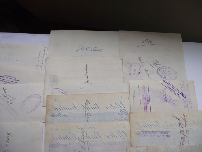 A Collection of 16 Vintage Cheques from Irish Banks (1892-1962)