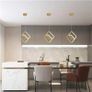 Modern LED Pendant Light Gold Rectangular Ring Light Fixture Height Adjustable Chandelier Suitable for Kitchen Island Bedroom Living Room Foyer(2-Ring) Image 5