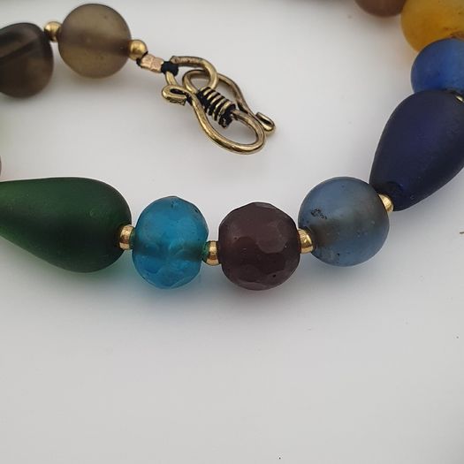 Antique African Style Mix MultiColor Glass Beads Necklace