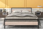 King Size Bed Frame with Wood Headboard,Heavy Duty Metal Platform Bed King Size with Storage No Box Spring Needed,Mattress Base/Strong Steel Slats Support/Easy Assembly