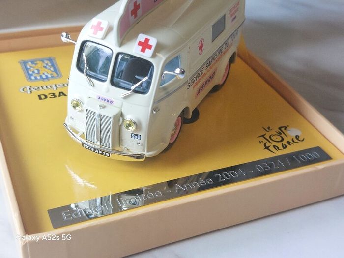 Norev 1:43 Scale Peugeot D3A Ambulance "Service Sanitaire du Tour de France / Aspro" Limited Edition Box Set.