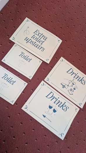 Party signs - toilets & drinks