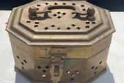 brass box  ( possibly incense burner  )