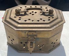 brass box  ( possibly incense burner  )