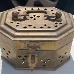 brass box  ( possibly incense burner  )