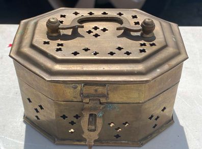 brass box  ( possibly incense burner  )