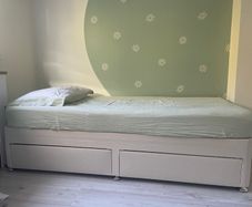 Single bed base with drawers and mattress