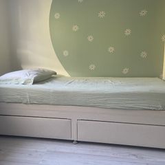 Single bed base with drawers and mattress