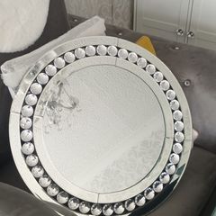 Round crystal wall mirror