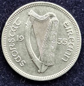 Ireland 1935 Low Mintage Excellent Three Pence coin