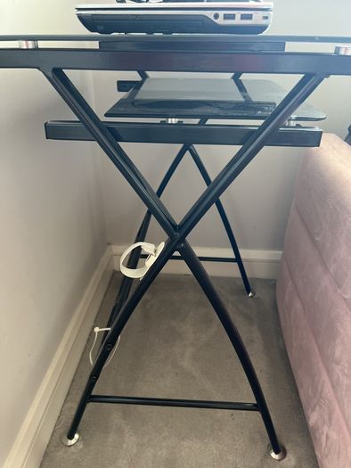 Compact Black Glass Laptop Table