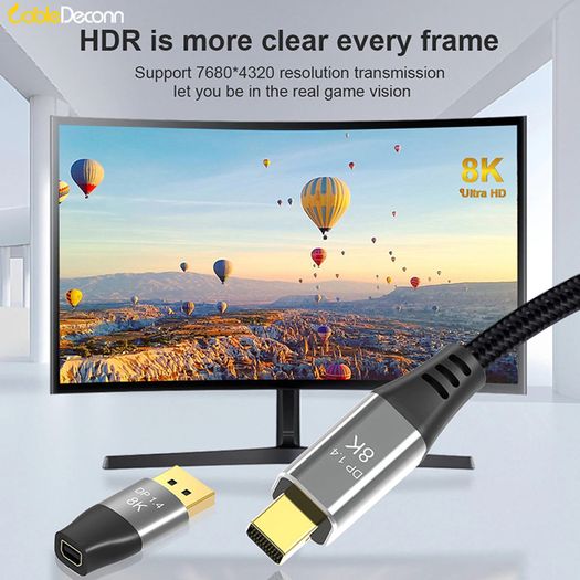 CableDeconn Premium 8K@60Hz/4K@144Hz Mini DisplayPort (Female) to DisplayPort (Male) v1.4 Bi-Directional Gold-Plated/Alloy Adapter (Brand New/Warranty)