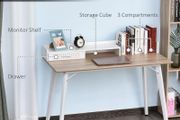 Brand New desk available in 2 colours collection in Cootehall Co.Roscommon or free shipping available.   Materials: MDF and Metal Dimensions: 88H x 120L x 60Wcm. Caddy: 9H x 76.5L x 20.5Wcm. Drawer inner: 5H x 31L x 38Dcm. Storage grid: 8H x 36.5L x 20Dcm