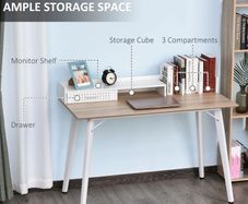 Brand New desk available in 2 colours collection in Cootehall Co.Roscommon or free shipping available.   Materials: MDF and Metal Dimensions: 88H x 120L x 60Wcm. Caddy: 9H x 76.5L x 20.5Wcm. Drawer inner: 5H x 31L x 38Dcm. Storage grid: 8H x 36.5L x 20Dcm