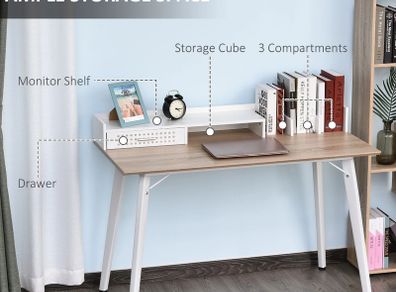 Brand New desk available in 2 colours collection in Cootehall Co.Roscommon or free shipping available.   Materials: MDF and Metal Dimensions: 88H x 120L x 60Wcm. Caddy: 9H x 76.5L x 20.5Wcm. Drawer inner: 5H x 31L x 38Dcm. Storage grid: 8H x 36.5L x 20Dcm