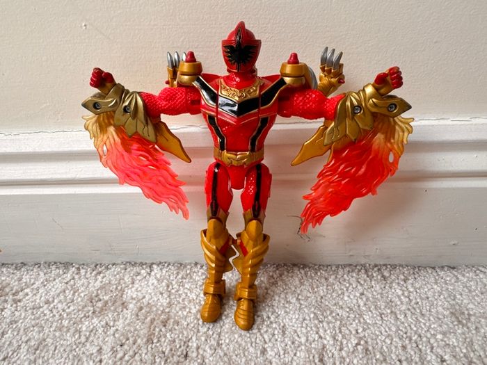 2005 Vintage Power Rangers Mystic Force Red Ranger to Fury Dragon Loose Head approx. 18 cm. Used Please see photos