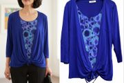 Gerard peacock chic top longline with blue overlay cardi