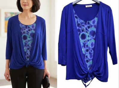 Gerard peacock chic top longline with blue overlay cardi