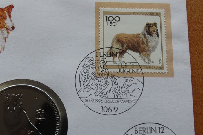 Collie Sheep Dog Gibraltar 1 Royal 1995 stamp coin cover. Rare