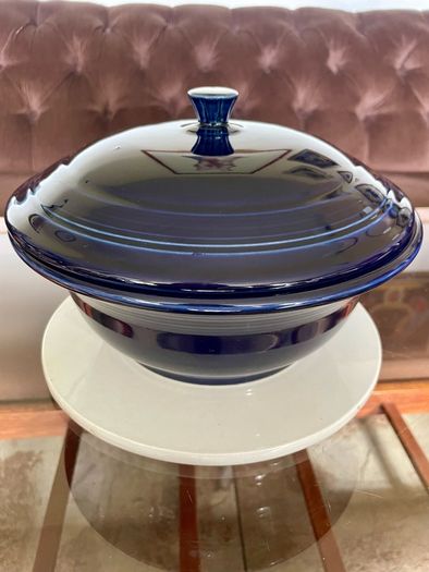 Vintage Fiestaware Cobalt Blue Covered Casserole Dish Homer Laughlin HLC with Lid USA Oven to Table