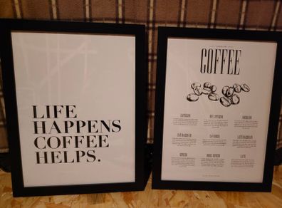 Coffee theme 2 framed posters 30x40 cm