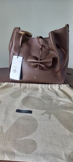 Weekend By MaxMara Falco Chocolate Brown Leather Tote with Pochette