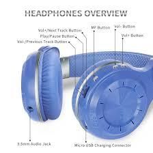 BLUEDIO Wireless Bluetooth 4.1 Headphones with Mic Blue