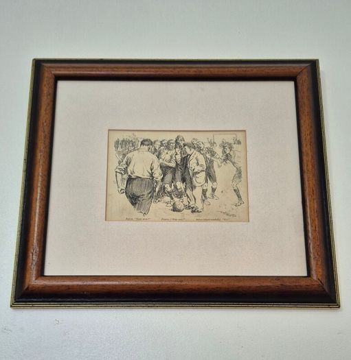 Framed Vintage Frank Reynolds Soccer Cartoon Print  Authentic Punch Magazine