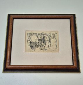 Framed Vintage Frank Reynolds Soccer Cartoon Print  Authentic Punch Magazine