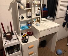 Vanity Desk with Mirror and  Bedside Table