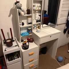Vanity Desk with Mirror and  Bedside Table