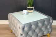 Velvet coffe table with glass