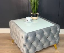 Velvet coffe table with glass