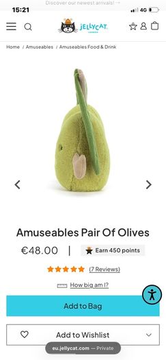 New JELLYCAT Amuseables Pair Of Olives
