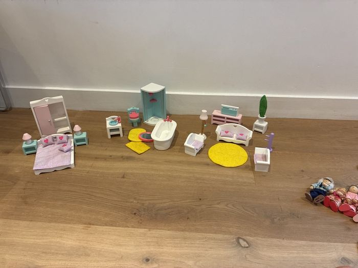 Early learning-dolls & 3 furniture sets