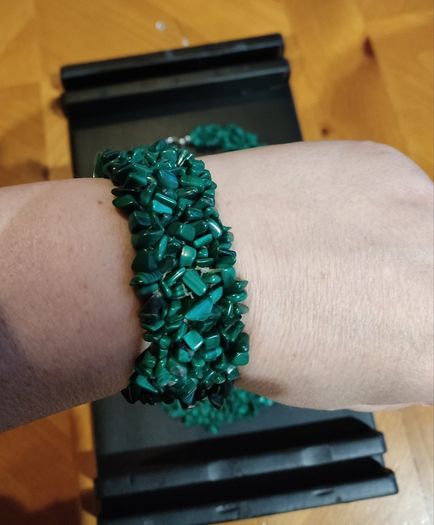 Malachite Chip necklace and bracelet set