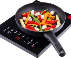 Electric Digital Induction Hob with 8 Temperature & Power Settings, 6 Cooking Modes, Timer, Overheat Protection, Auto Off, Child Safety Lock, Black