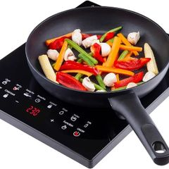Electric Digital Induction Hob with 8 Temperature & Power Settings, 6 Cooking Modes, Timer, Overheat Protection, Auto Off, Child Safety Lock, Black