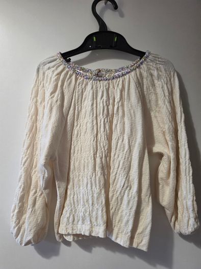 Zara girls cream textured blouse - age 5