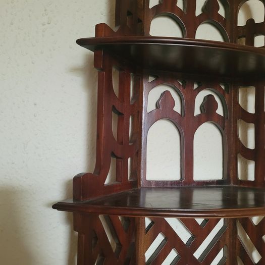 Vintage mahogany chippendale style whatnot