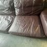 Brown leather sofa & armchair Image 2