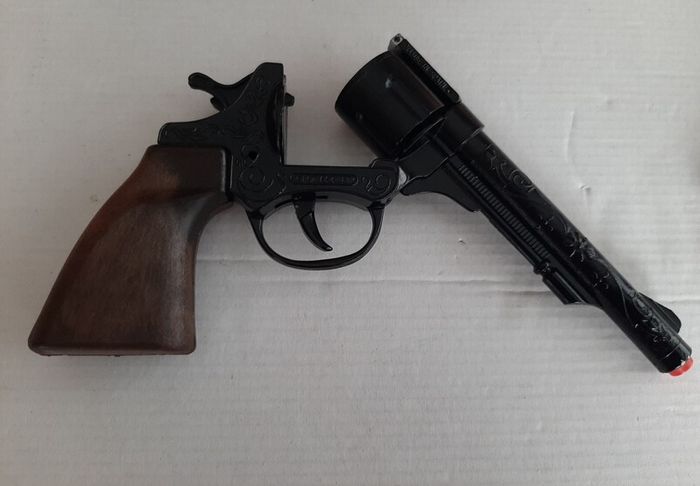 vintage new toy gun in box and holster