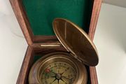 vintage reproduction compass hitler Solid Brass Push Button Compass Antique 3 Inch Nautical With Wooden Box