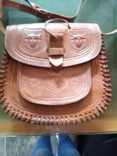 real. leather  hand  bag