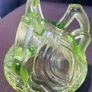 Vintage Sowerby Green glass bowl on three feet Image 4