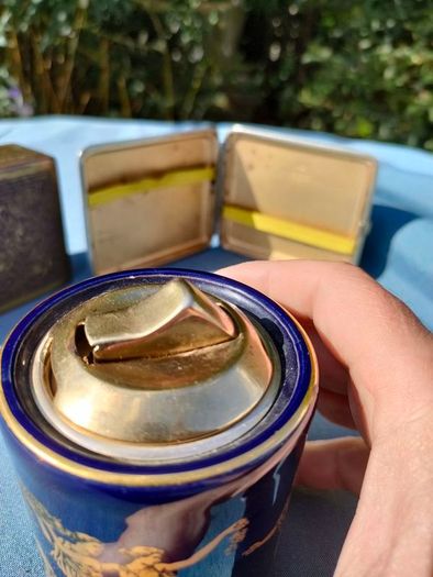 Vintage Colibri table lighter and Two cases